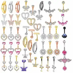 wholesales hot sales butterfly belly button rings 5 color avaible navel belly rings body piercing barbelly navel belly bar
