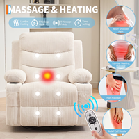 Fauteuil inclinable pivotant manuel 360° avec massage, chauffage, porte-gobelets et poches de rangement – Mobilier de salon populaire