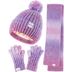 Ensemble gants et <span class=keywords><strong>bonnet</strong></span> en laine 100% pour enfants, 3 pièces, chaud et uni, pour filles et garçons de 1 à 6 ans - Product Image 5