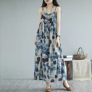 Mujeres Loose Fit Casual Summer V Neck Bohemianv Round Dot Pattern Maxi Vestidos largos Trendy Chic <span class=keywords><strong>Curvy</strong></span> Elegant Outfits - Product Image 3