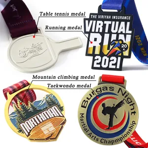 Bulk Cheap Custom Metal Blank Casting Sports Taekwondo Judo Medalha De Prêmio De Corrida Maçônica Com Fita