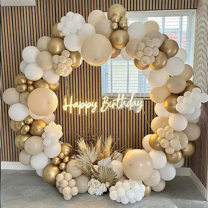 Kit arco ghirlanda di palloncini in oro sabbia bianca, palloncini nudi bianchi da 159 pezzi con palloncini in lattice oro cromato metallizzato