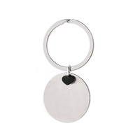Porte-clés rond en acier inoxydable Ywyougang avec breloque cœur, étiquette vierge personnalisable à graver, pour cadeau, vente en gros