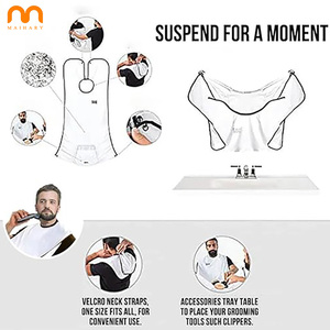 Logo personalizzato in poliestere impermeabile barba da barba da <span class=keywords><strong>uomo</strong></span> per uso domestico che rifilano barbe bavaglino con ventose - Product Image 4