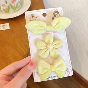 Jepit rambut bunga grosir ikatan simpul anak perempuan cantik 3 buah Set penjepit anak-anak - Product Image 4