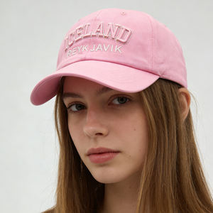 Casquette de baseball rose personnalisée avec logo brodé 3D, souvenir de Reykjavik, <span class=keywords><strong>Islande</strong></span> - Product Image 2
