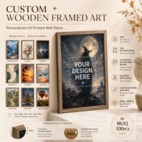Cadre photo mural Art Déco gris unique en bois fait main, motif imprimé UV, décoration moderne pour maison de campagne, cadre mobile prêt à accrocher