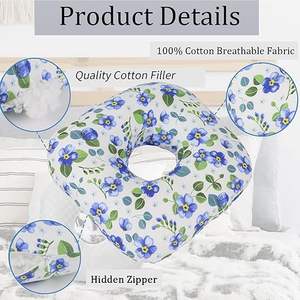 หมอนรองหูแบบกำหนดเอง ผ้าฝ้ายแท้ รูปทรงตัว O ลายดอกไม้ หมอนสำหรับนอนตะแคง ป้องกันหู หมอนสำหรับเจาะ<span class=keywords><strong>หู</strong></span>และอาการ<span class=keywords><strong>ปวด</strong></span>หู - Product Image 4