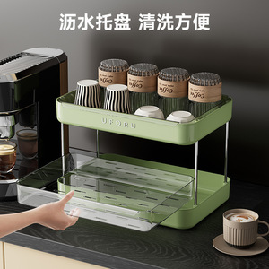 Uforu Double Tier Storage Rack <b>Large</b> Capacity Drain <b>Tray</b> For Kitchen Utensils - Product Image 3