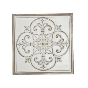 Wholesale Square Wood White Pattern Wall Decor Item Modern Home Living Room Air Wall Decoration