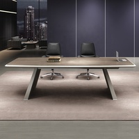 Table de réunion moderne en bois pour bureau à domicile avec pieds extensibles en acier inoxydable pour salon et réunions