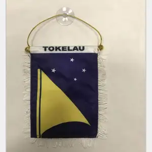 Cheap stock satin Mini TOKELAU New Zealand Hanging flag for car window