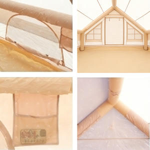 Tente Dôme Gonflable Extérieure pour 2-3 Personnes, Cabane Glamping Quatre Saisons en Oxford Imperméable avec Fenêtres et Porte en Maille - Product Image 2