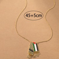 Collier Kufia en acier inoxydable, carte islamique arabe, best-seller, mode européenne et américaine avec chaînes drapeau palestinien, transfrontalier