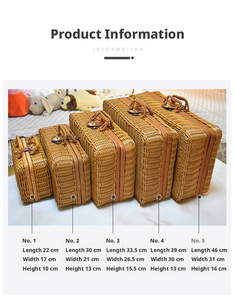 Valigia Vintage in Plastica Effetto Rattan Intrecciato, Scatola Regalo per Bomboniere, Cesto Portatile per Picnic, Organizzatore per Regali di Nozze, Vendita all'Ingrosso - Product Image 5