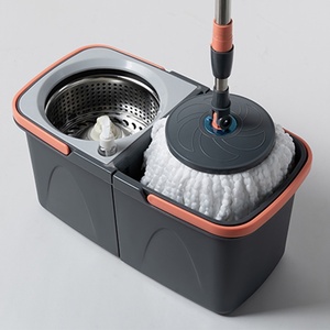 Ensemble serpillière et seau rotatif 360° en acier inoxydable, télescopique, portable, durable, pour <span class=keywords><strong>nettoyage</strong></span> sec/humide, facile à nettoyer - Product Image 2