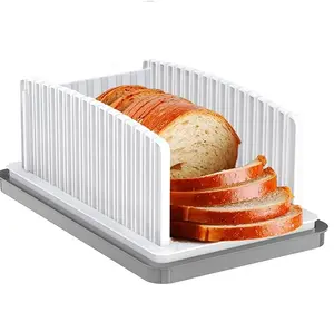 Plastic Bread Slicer Bread Slicing Guide Adjustable Width Foldable and Compact Cutting Guide with Crumb Tray