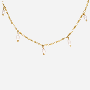 Nouveau Collier Ras du Cou Blanco en Acier Inoxydable Plaqué Or 14K avec Perles d'Eau Douce, Résistant à l'Eau et au Ternissement, <span class=keywords><strong>Bijou</strong></span> d'Été Tendance 2026 - Product Image 1