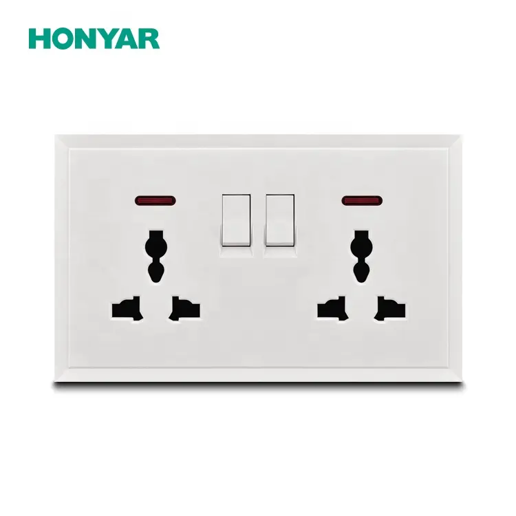 Honyar Electrical Великобритания Стандартный ПК материал белого цвета 16A двойная универсальная настенная розетка