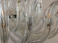 Lustre en verre de Murano artisanal à 3 niveaux, design élégant en forme de lys, éclairage LED pour plafond, idéal pour les restaurants haut de gamme et les mariages