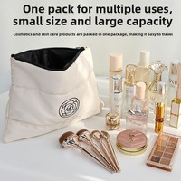 Pochette de voyage matelassée légère et imperméable avec fermeture éclair et logo personnalisé, grande capacité, pour maquillage et cosmétiques