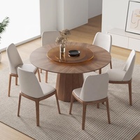 Massivholz-Rundtisch Mitte des Jahrhunderts modern Heim gehärtetes Glas Plattenspieler Walnuss-Furnier Esstisch