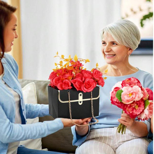 Bolsa de Regalo de Papel con Diseño Floral y Logotipo Personalizado, Cubo de Almacenamiento con Cadena Metálica para Bodas, Día de la Madre, Floristería, Exhibición - Product Image 2