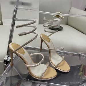 Sandales de mariage à talon aiguille style <span class=keywords><strong>français</strong></span>, en soie ornée de cristaux serpentins, style européen et américain, collection 2026 - Product Image 4