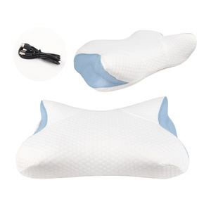 Oreiller chauffant en mousse à mémoire de forme en forme de papillon, fermeté moyenne, soutien du cou pour adultes, housse intérieure bleue - Product Image 2