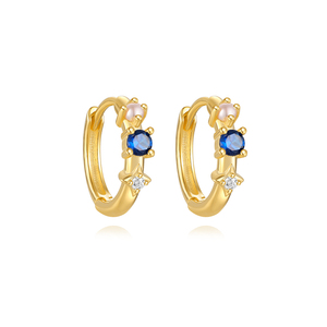 Pendientes de Aro de Zirconia de Colores de Alta Calidad para Mujer, Plata de Ley 925, Chapados en Oro de 18K, Tipo Huggie - Product Image 1