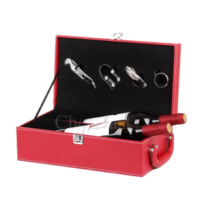 Black PVC Wholesale Classical <b>Red</b> Wine <b>Gift</b> <b>Box</b> Luxury Premium Bottle Container/ - Product Image 1