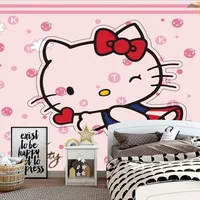 Phim Hoạt Hình Trẻ Em Hello Kitty Thiết Kế Dính 3D Giấy Tường Bức Tranh Tường