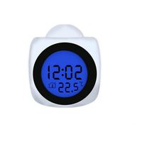 Sveglia con Proiezione Mini Cubo Digitale Intelligente Parlante con Alba Simulata Caricatore Wireless Radio LED per Bambini