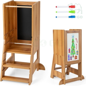 Educational Toys Wooden <b>Foldable</b> Toddler Climbing Ladder Standing Tower <b>Step</b> Stool Montessori Learning Tower for Kids - Product Image 1