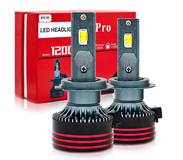 Thhowie M8 Pro H7 LED Headlight Bulb New 120W 6000K 12000LM IP68 Waterproof Plug-and-Play 12V Universal Fitment Retrofit/Upgrade