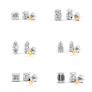 <span class=keywords><strong>Pendientes</strong></span> de Oro de 14k con Diamantes Cultivados en Laboratorio, <span class=keywords><strong>Pendientes</strong></span> de Garra con Diamantes de 1, 2 y 3 Quilates, Redondos, en Forma de Pera, Marquesa, Ovalados, con Cierre a Presión - Product Image 1