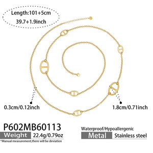 Collier unisexe en acier inoxydable, style européen-américain, simple, élégant, sportif, longue durée, en forme de Y, double couche superposée - Product Image 6