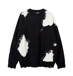 Suéter rasgado Sense High Street con diseño de otoño e invierno con logotipo personalizado, suéter holgado con personalidad Vintage para hombre - Product Image 1