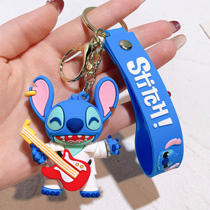 Wholesale <b>Cute</b> Stitched Keychain Cartoon Anime Doll <b>Keyring</b> Soft PVC Backpack Charms Children Small Gift - Product Image 6