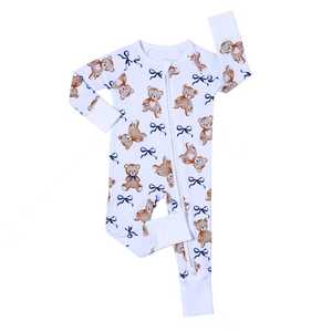 卸売竹製ベビー服カスタムキッズ長袖キッズガールズボーイパジャマ新生児ロンパースジャンプスーツ幼児用竹製スリーパー - Product Image 1