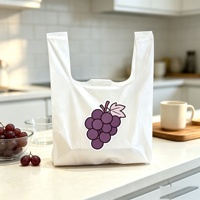 Sac de courses personnalisable en PE biodégradable de qualité alimentaire, robuste, avec soufflet latéral, logo sérigraphié, poignée longue, sur mesure