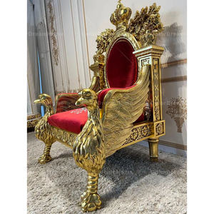 Rococo Royal <strong>Antique</strong> Style Gold Luxury Red <strong>Velvet</strong> Throne <strong>Chairs</strong> Wedding - Product Image 4