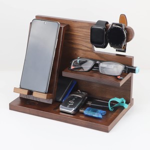 Étagère <span class=keywords><strong>de</strong></span> rangement en bois massif, table <span class=keywords><strong>de</strong></span> chevet, support pour téléphone, montre, lunettes, rangement divers, rangement <span class=keywords><strong>de</strong></span> fournitures <span class=keywords><strong>de</strong></span> bureau, étagère <span class=keywords><strong>de</strong></span> présentation - Product Image 2