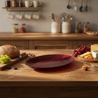 Bol décoratif en verre rouge, assiettes de chargeur jetables, 50 pièces
