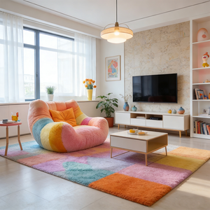 Fauteuil pouf en tissu Teddy arc-en-ciel moderne, fauteuil <span class=keywords><strong>de</strong></span> salon confortable et luxueux, coloré, pour <span class=keywords><strong>le</strong></span> salon - Product Image 5