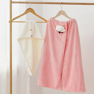 ชุดผ้าขนหนูอาบน้ำลายชีสสุดน่ารัก ผ้าคอรัลฟลีซ แห้งเร็ว สวมใส่ได้ ใช้ในบ้าน - Product Image 2