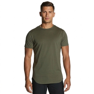 Camiseta Personalizada para Hombre con <span class=keywords><strong>Dobladillo</strong></span> Curvo, Corte Ajustado, Camiseta Larga Lisa para Hombre - Product Image 3