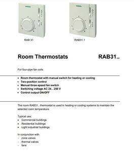 Interruptor Manual para Termostato de Habitación, Calefacción/Refrigeración, Control de Dos Posiciones, Interruptor de Ventilador de Tres Velocidades, CA 24-250V, Salida ON/OFF - Product Image 3