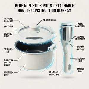 E-Top Ensemble de 14 pièces d'ustensiles de cuisson forgés sur mesure en aluminium, comprenant des marmites, des casseroles, des poêles et des sauteuses, compatible induction et résistant au four - Product Image 5