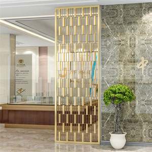 Paravent mobile de luxe moderne en acier inoxydable plaqué or translucide LL93, décoratif pour restaurant - Product Image 6